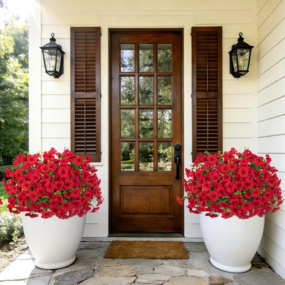 12 Pcs Artificial Geranium Flowers for Outdoors Decoration, Red