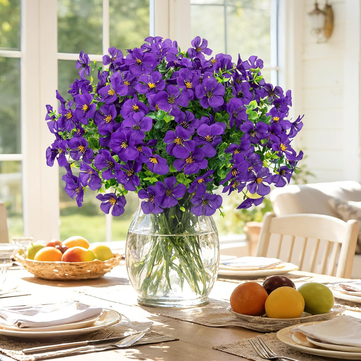 12 Pcs Artificial Geranium Flowers for Outdoors Decoration, Red