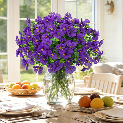 12 Pcs Artificial Geranium Flowers for Outdoors Decoration, Red