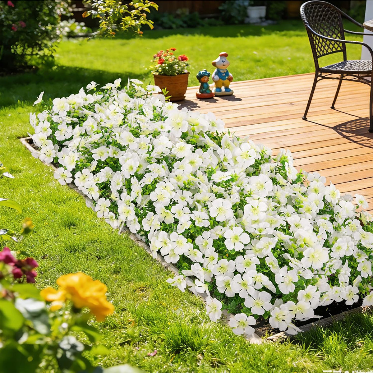 12 Pcs Artificial Geranium Flowers for Outdoors Decoration, Red