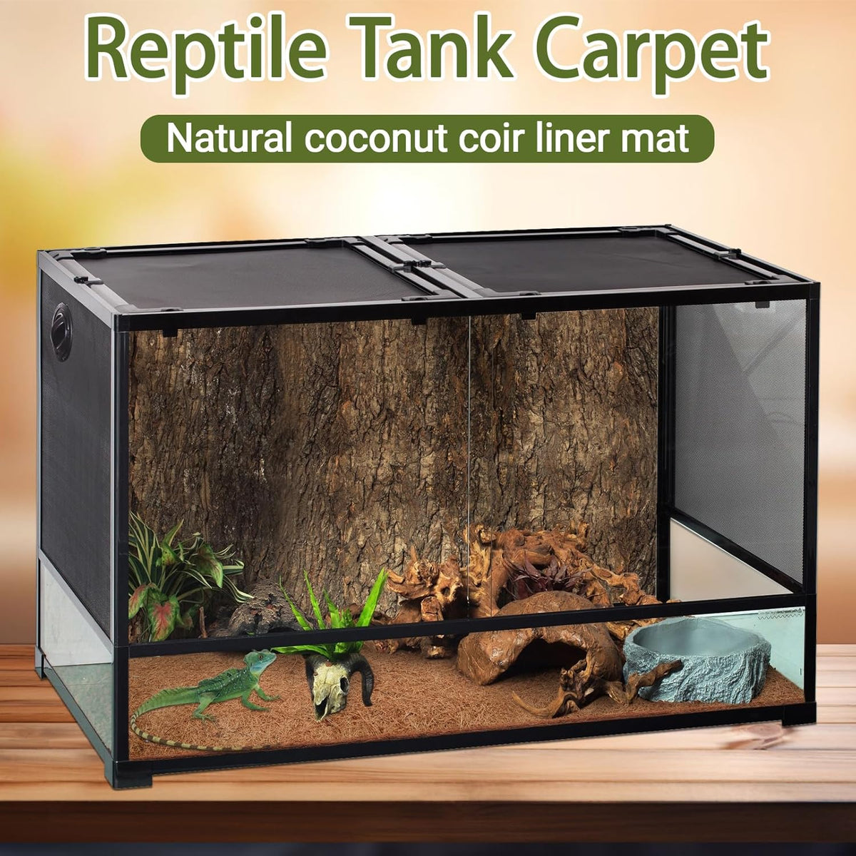 Reptile Carpet 12x12 Inch Coconut Fiber Mat for Tank Bedding