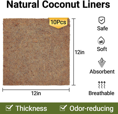 Reptile Carpet 12x12 Inch Coconut Fiber Mat for Tank Bedding