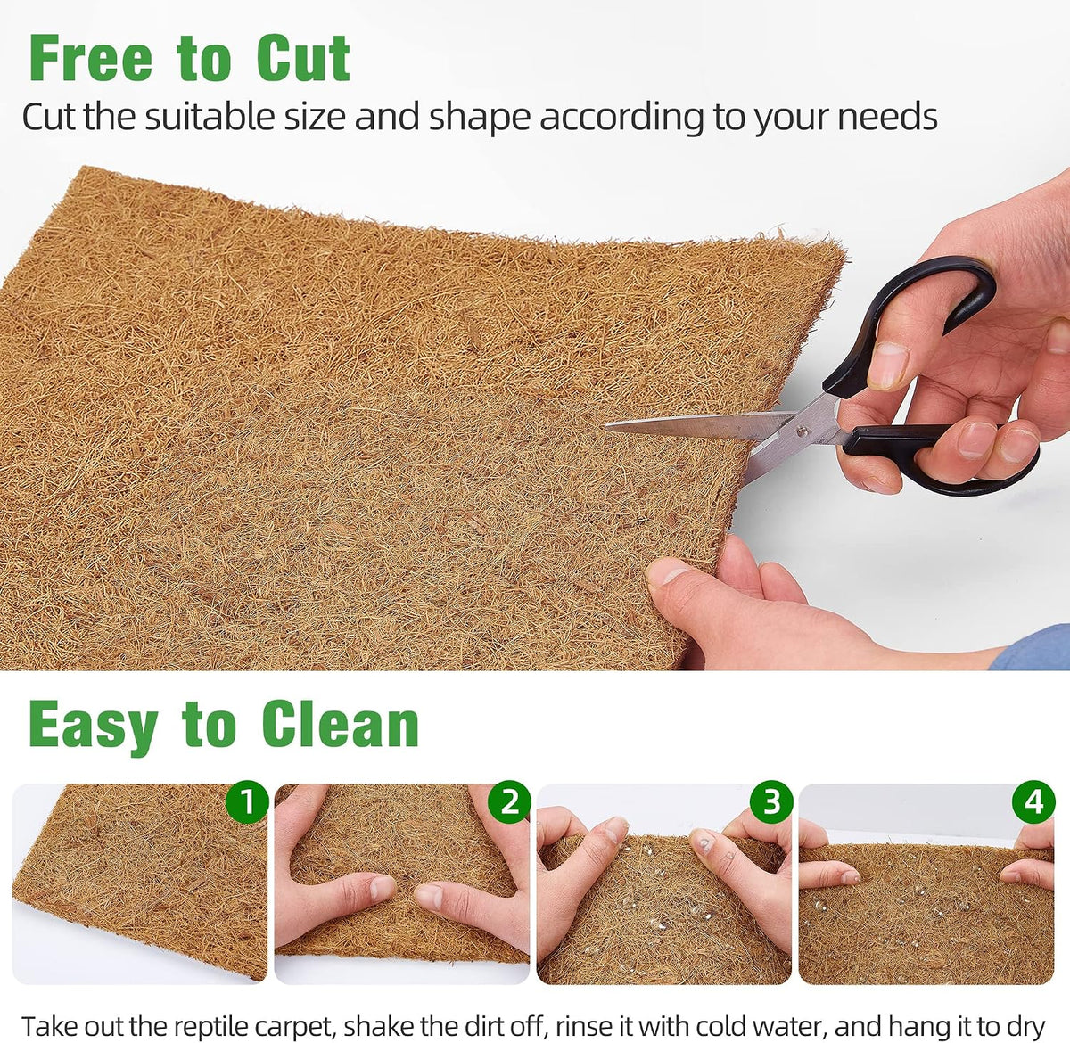 Reptile Carpet 12x12 Inch Coconut Fiber Mat for Tank Bedding