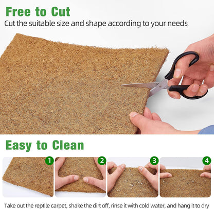 Reptile Carpet 12x12 Inch Coconut Fiber Mat for Tank Bedding