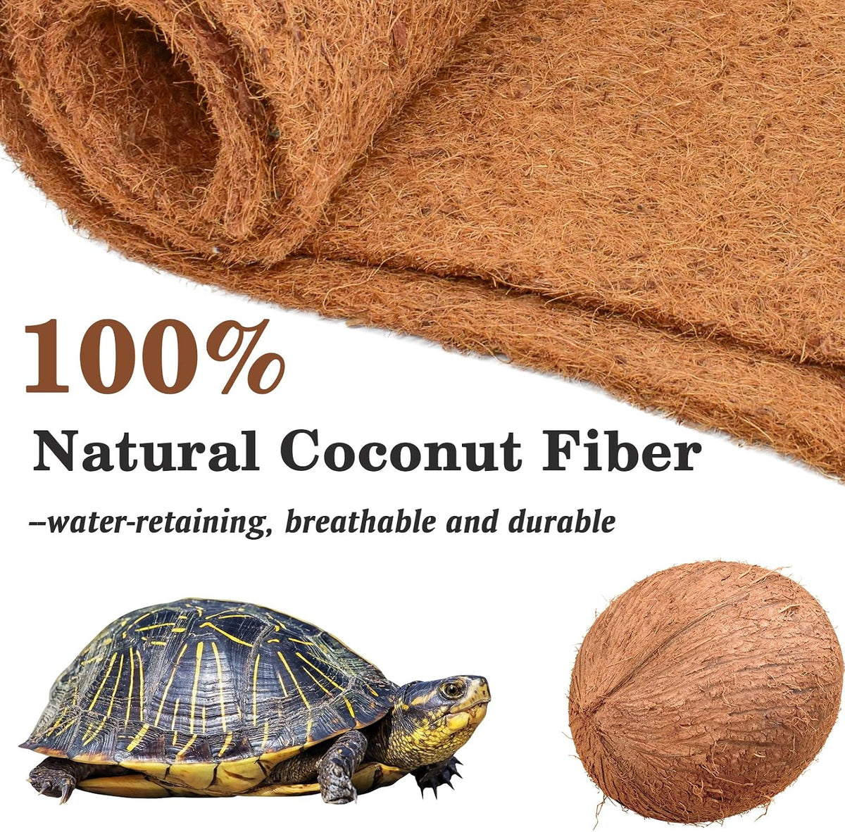 Reptile Carpet 12x12 Inch Coconut Fiber Mat for Tank Bedding