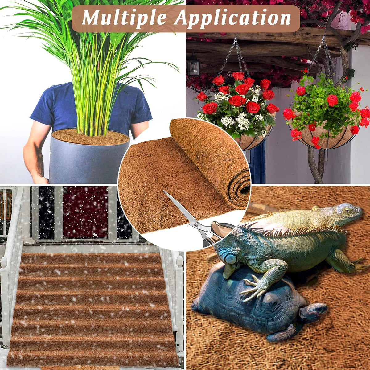 Reptile Carpet 12x12 Inch Coconut Fiber Mat for Tank Bedding