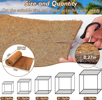 Reptile Carpet 12x12 Inch Coconut Fiber Mat for Tank Bedding