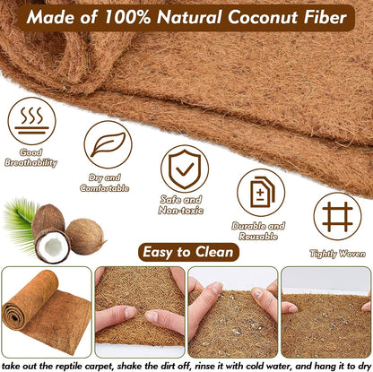 Reptile Carpet 12x12 Inch Coconut Fiber Mat for Tank Bedding