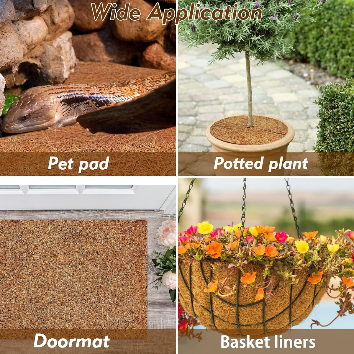 Reptile Carpet 12x12 Inch Coconut Fiber Mat for Tank Bedding