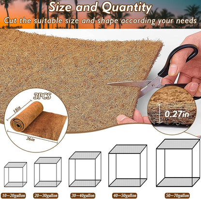 Reptile Carpet 12x12 Inch Coconut Fiber Mat for Tank Bedding