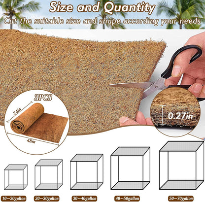 Reptile Carpet 12x12 Inch Coconut Fiber Mat for Tank Bedding