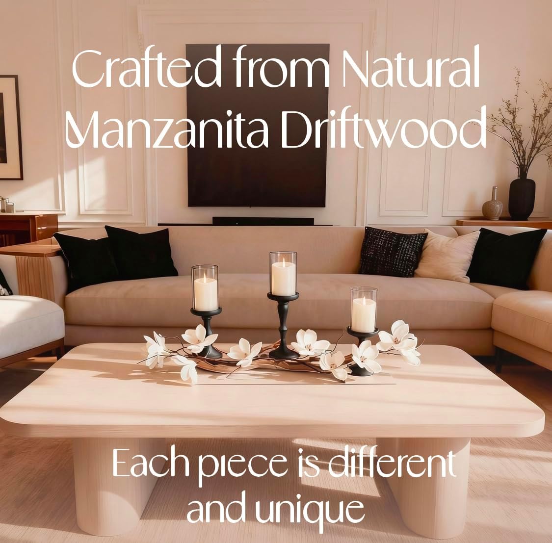 Modern Farmhouse Dining Table Centerpiece, Magnolia Driftwood