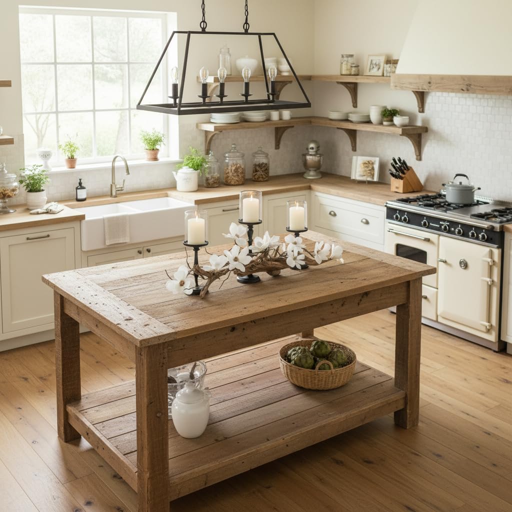 Modern Farmhouse Dining Table Centerpiece, Magnolia Driftwood