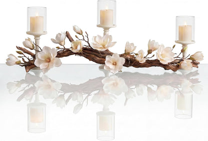 Modern Farmhouse Dining Table Centerpiece, Magnolia Driftwood