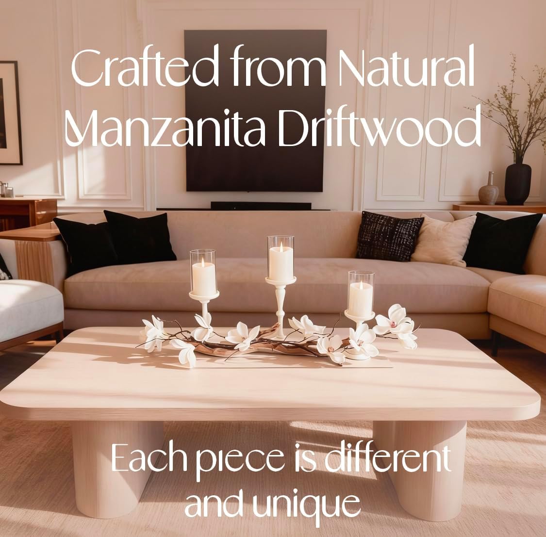 Modern Farmhouse Dining Table Centerpiece, Magnolia Driftwood