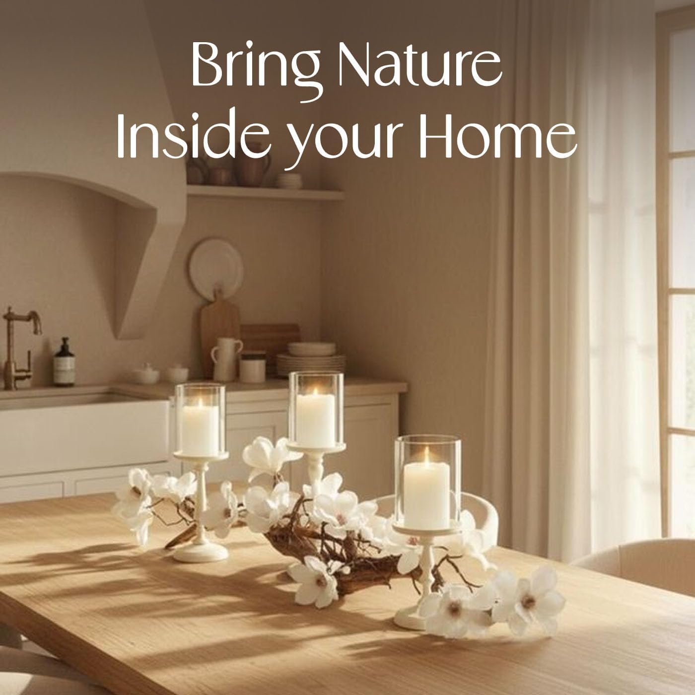 Modern Farmhouse Dining Table Centerpiece, Magnolia Driftwood