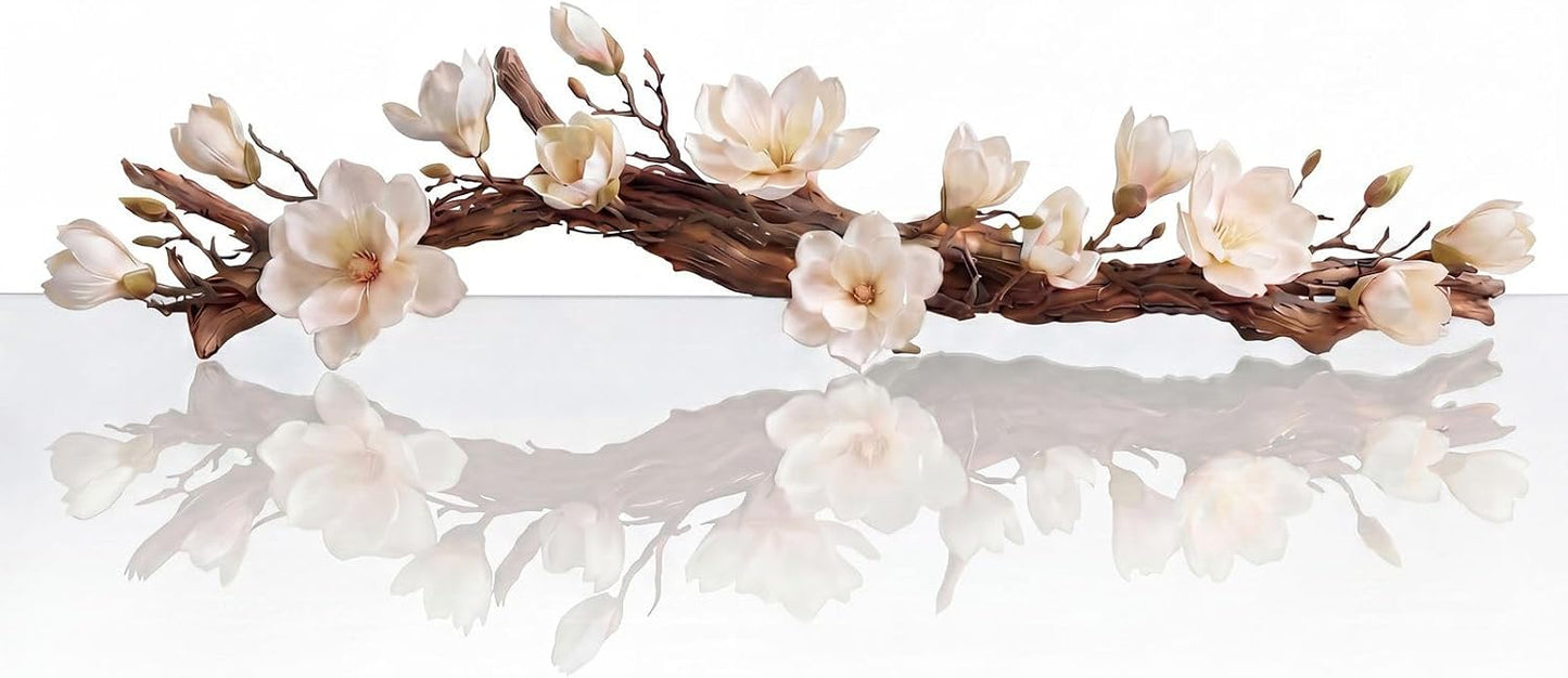 Modern Farmhouse Dining Table Centerpiece, Magnolia Driftwood