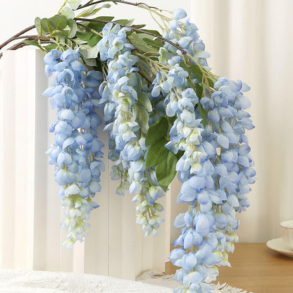 4pcs 47.2in Artificial Fake Wisteria Hanging Flower Garland Silk(blue)