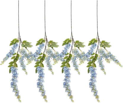 4pcs 47.2in Artificial Fake Wisteria Hanging Flower Garland Silk(blue)