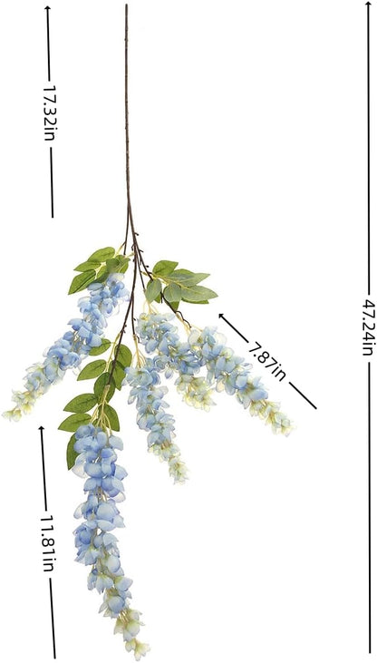 4pcs 47.2in Artificial Fake Wisteria Hanging Flower Garland Silk(blue)