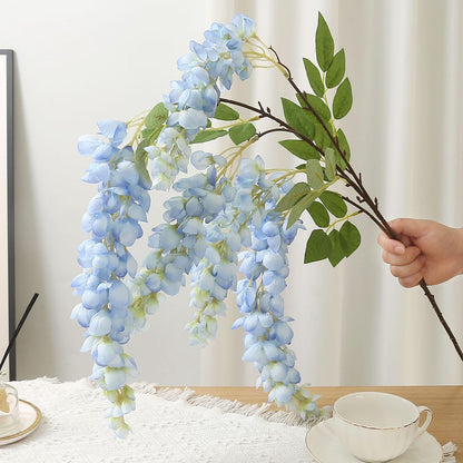 4pcs 47.2in Artificial Fake Wisteria Hanging Flower Garland Silk(blue)