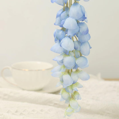 4pcs 47.2in Artificial Fake Wisteria Hanging Flower Garland Silk(blue)