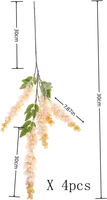 4pcs 47.2in Artificial Fake Wisteria Hanging Flower Garland Silk(blue)