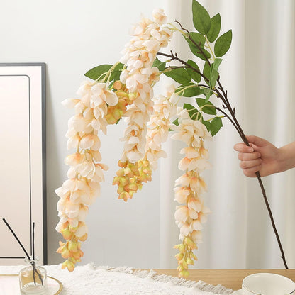 4pcs 47.2in Artificial Fake Wisteria Hanging Flower Garland Silk(blue)
