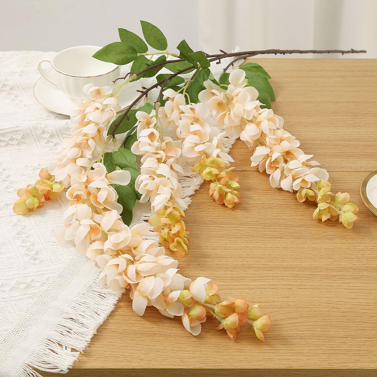 4pcs 47.2in Artificial Fake Wisteria Hanging Flower Garland Silk(blue)