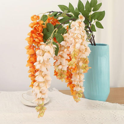 4pcs 47.2in Artificial Fake Wisteria Hanging Flower Garland Silk(blue)