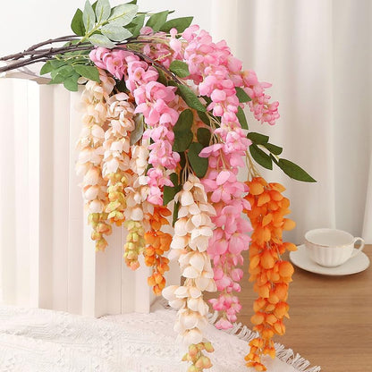 4pcs 47.2in Artificial Fake Wisteria Hanging Flower Garland Silk(blue)
