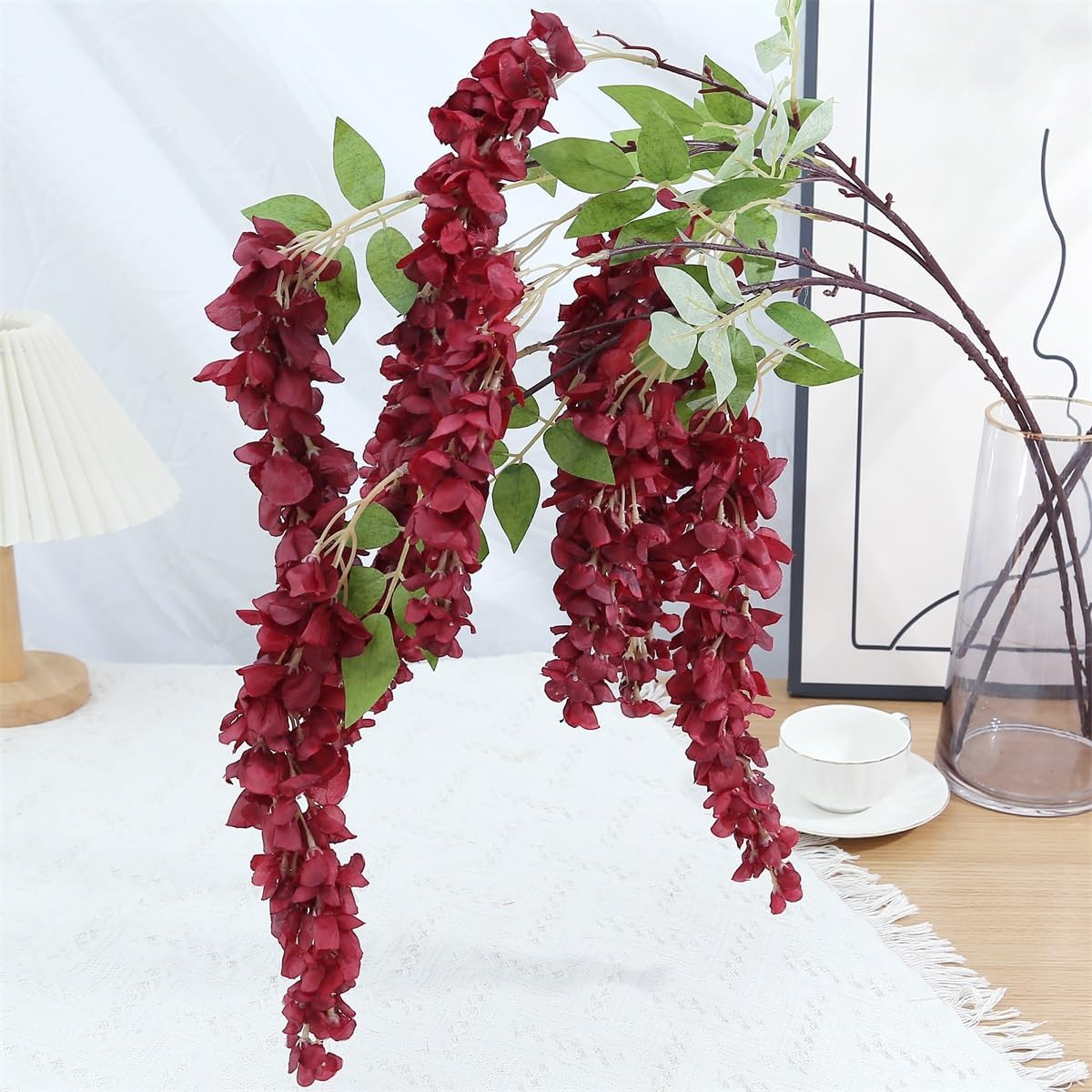 4pcs 47.2in Artificial Fake Wisteria Hanging Flower Garland Silk(blue)