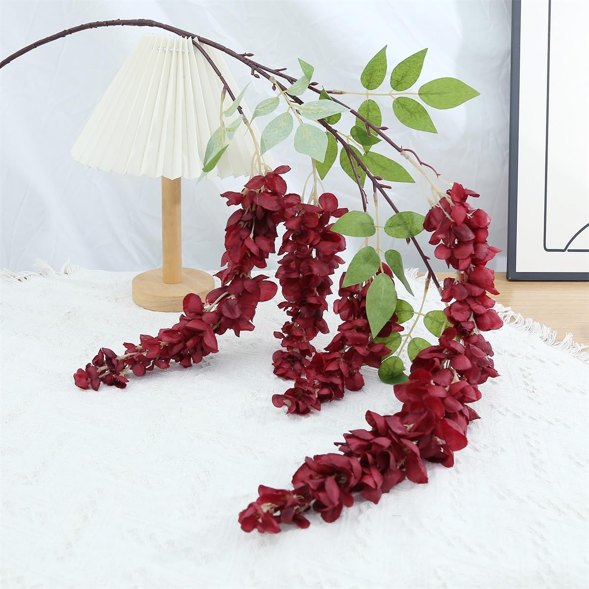 4pcs 47.2in Artificial Fake Wisteria Hanging Flower Garland Silk(blue)