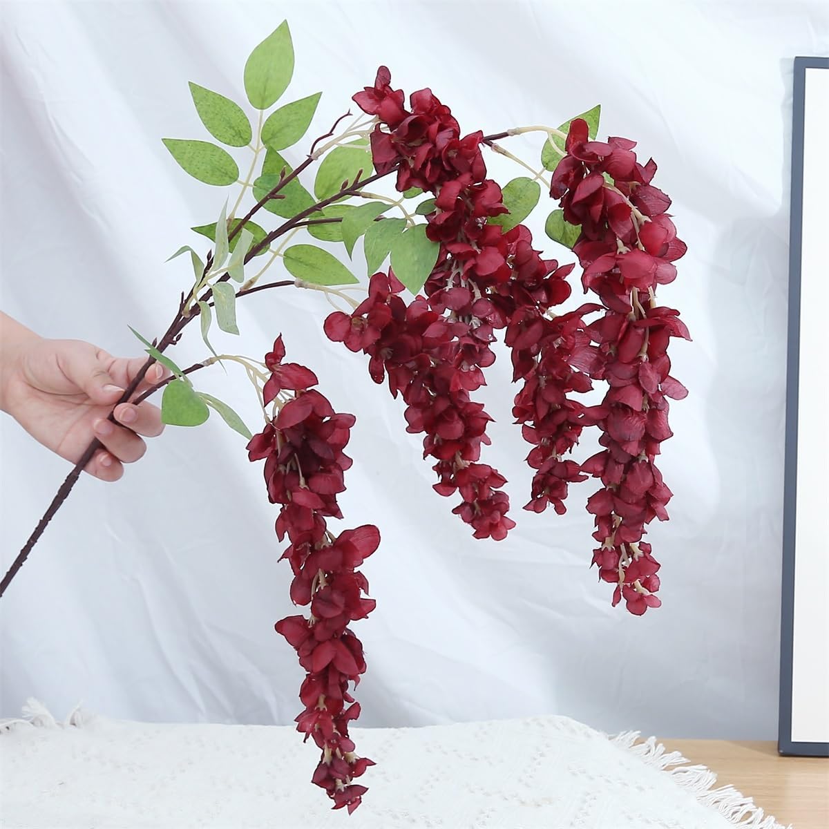 4pcs 47.2in Artificial Fake Wisteria Hanging Flower Garland Silk(blue)