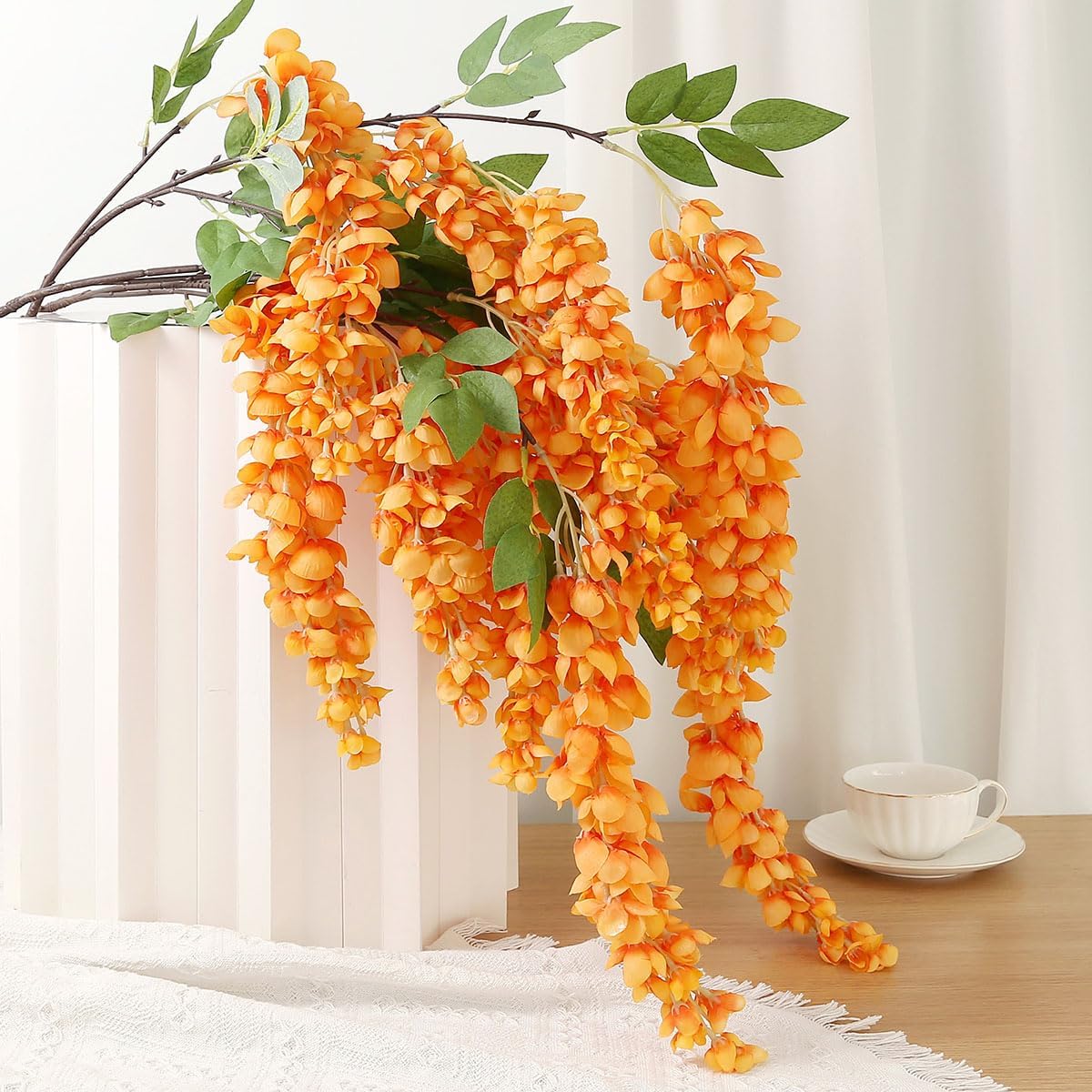 4pcs 47.2in Artificial Fake Wisteria Hanging Flower Garland Silk(blue)