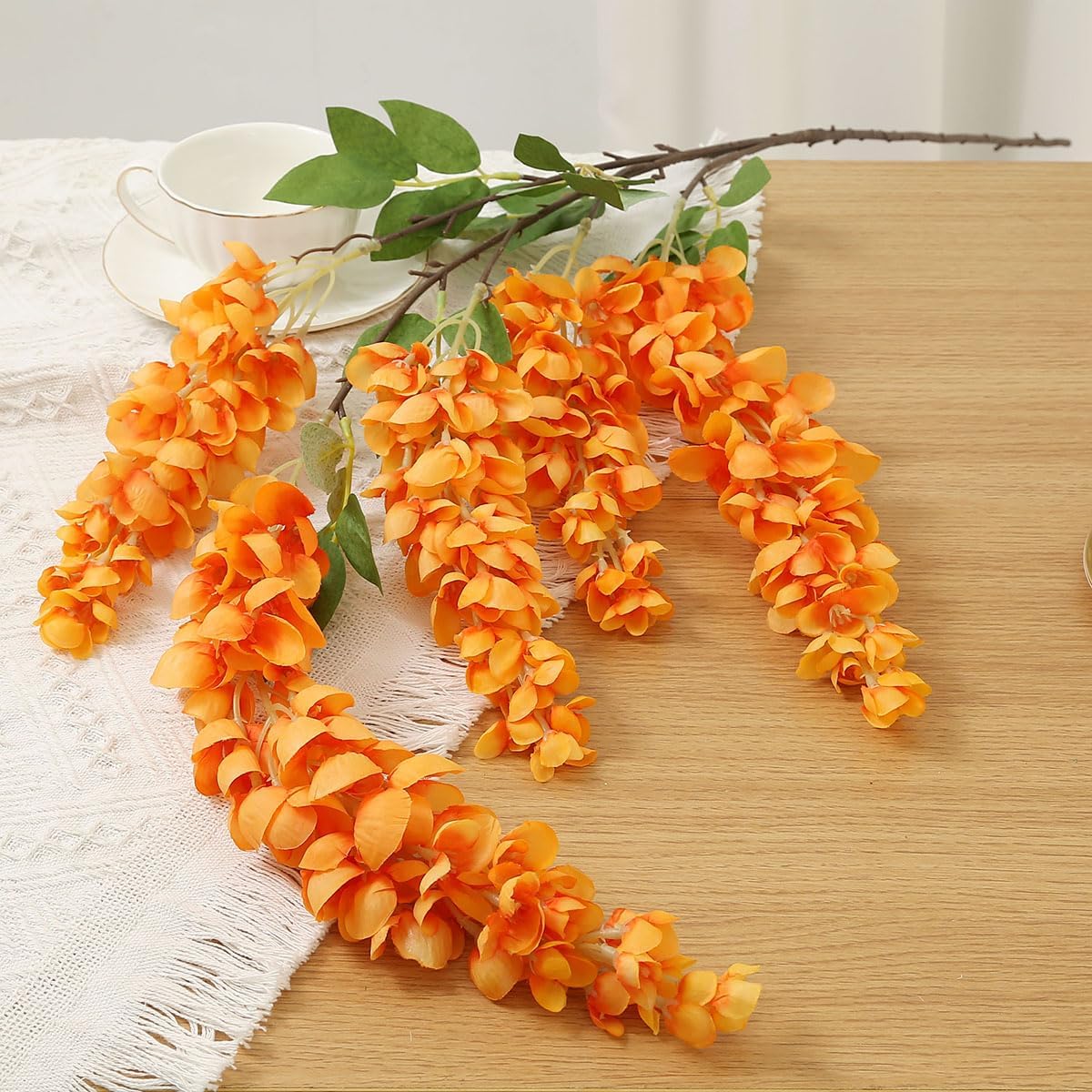 4pcs 47.2in Artificial Fake Wisteria Hanging Flower Garland Silk(blue)