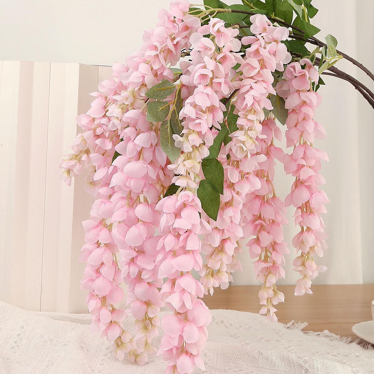4pcs 47.2in Artificial Fake Wisteria Hanging Flower Garland Silk(blue)