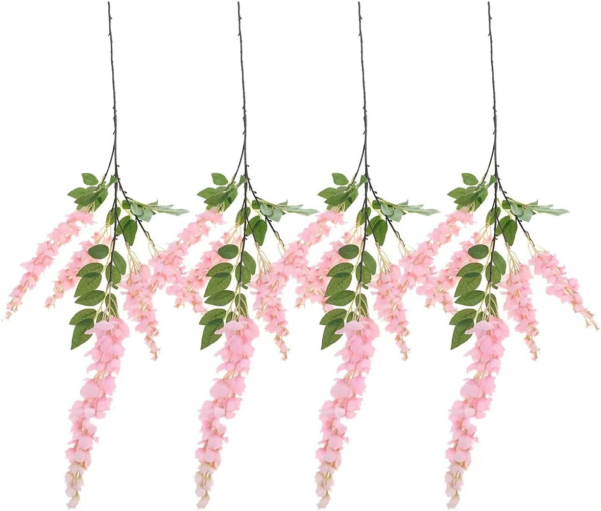 4pcs 47.2in Artificial Fake Wisteria Hanging Flower Garland Silk(blue)