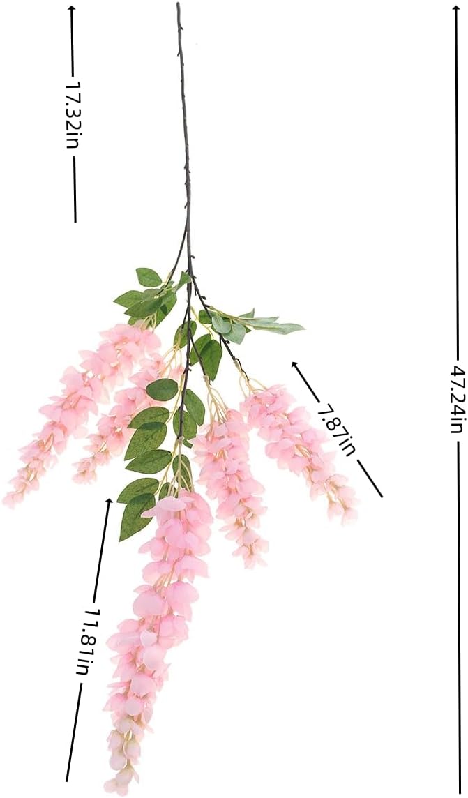 4pcs 47.2in Artificial Fake Wisteria Hanging Flower Garland Silk(blue)