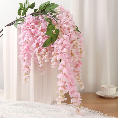 4pcs 47.2in Artificial Fake Wisteria Hanging Flower Garland Silk(blue)