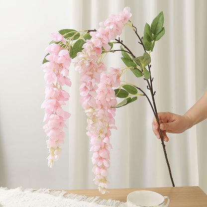 4pcs 47.2in Artificial Fake Wisteria Hanging Flower Garland Silk(blue)