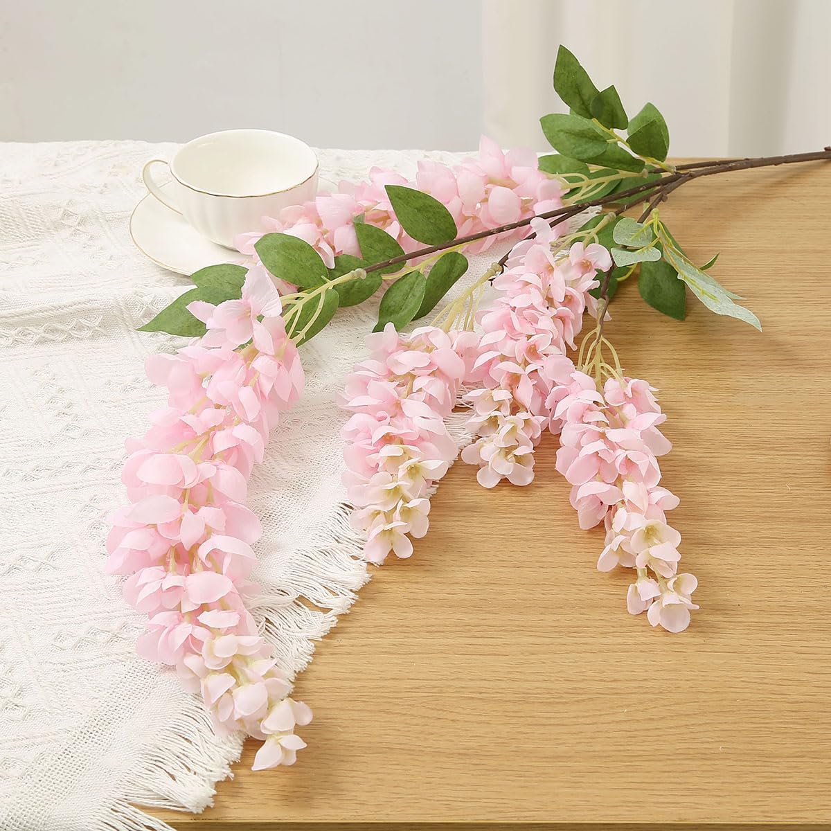 4pcs 47.2in Artificial Fake Wisteria Hanging Flower Garland Silk(blue)