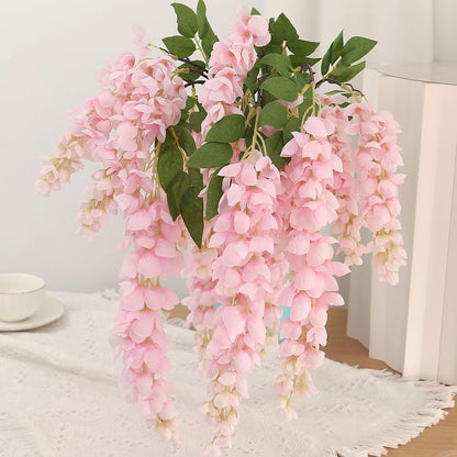 4pcs 47.2in Artificial Fake Wisteria Hanging Flower Garland Silk(blue)