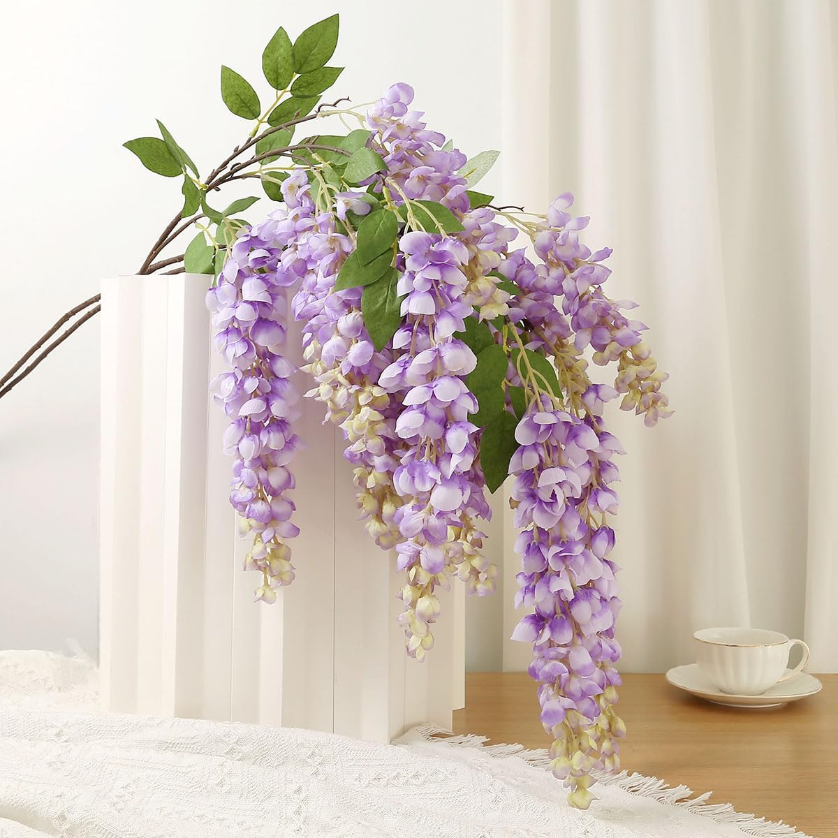 4pcs 47.2in Artificial Fake Wisteria Hanging Flower Garland Silk(blue)