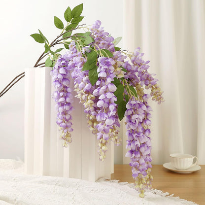 4pcs 47.2in Artificial Fake Wisteria Hanging Flower Garland Silk(blue)