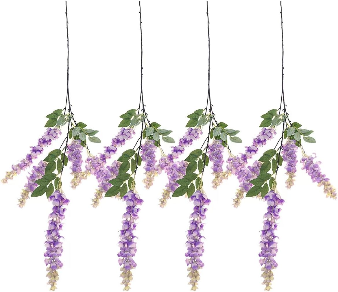 4pcs 47.2in Artificial Fake Wisteria Hanging Flower Garland Silk(blue)