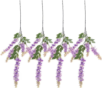 4pcs 47.2in Artificial Fake Wisteria Hanging Flower Garland Silk(blue)