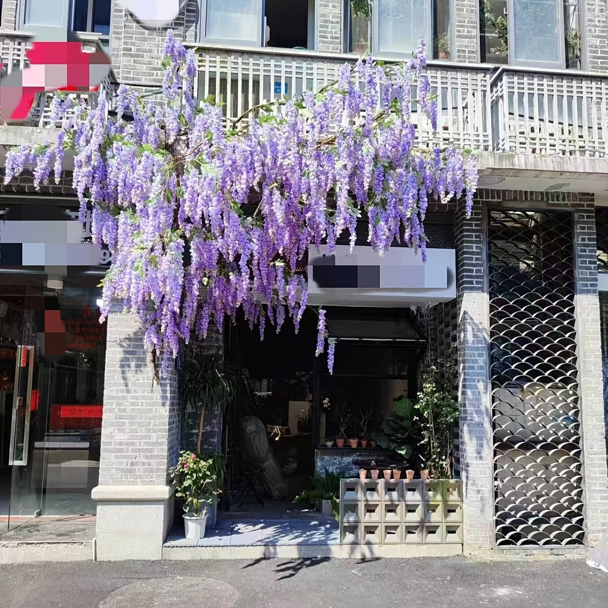 4pcs 47.2in Artificial Fake Wisteria Hanging Flower Garland Silk(blue)