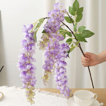 4pcs 47.2in Artificial Fake Wisteria Hanging Flower Garland Silk(blue)