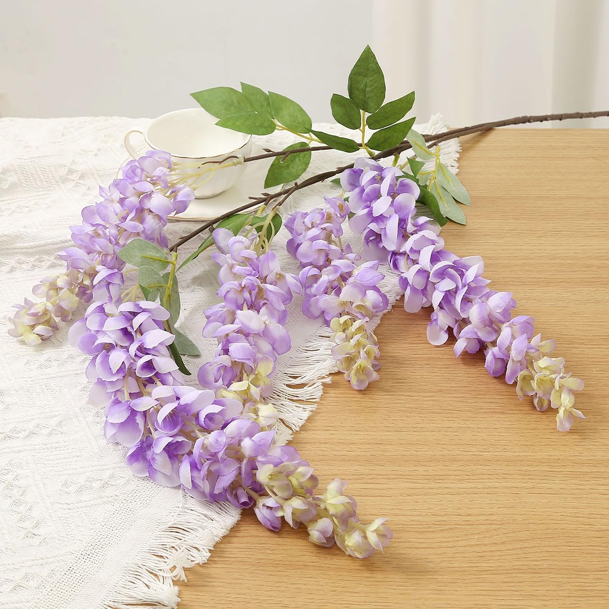 4pcs 47.2in Artificial Fake Wisteria Hanging Flower Garland Silk(blue)